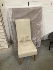 APPROX 90CM HEADBOARD IN DARK BROWN AND CREAM - NATURAL LEATHER DINING CHAIR