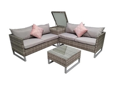 SIGNATURE WEAVE LUCY CORNER SOFA SET IN LIGHT GREY WEAVE WITH GREY LEGS, WITH A STEEL FRAME - (LUCY0395) - RRP £699 (KERBSIDE PALLET DELIVERY)