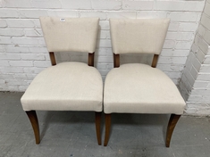 2 X MOLINA BEECH WOOD FRAME DINING CHAIR UPHOLSTERED IN NATURAL LINEN