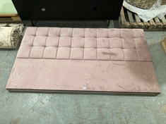 PALE PINK VELVET BUTTON EFFECT HEADBOARD APPROX SIZE 190CM (KERBSIDE PALLET DELIVERY)