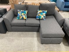 DARK GREY FABRIC CHAISE CORNER SOFA WITH SCATTER BACK CUSHIONS