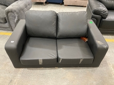 BLACK FAUX LEATHER 2 SEATER SOFA