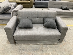 GREY FABRIC LOVESEAT STORAGE SOFA SMALL BED