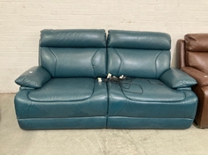 LAY-Z-BOY POWER RECLINER 2 SEATER SOFA DARK TEAL FAUX LEATHER