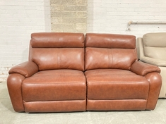 LAY-Z-BOY POWER RECLINER 2/3 SEATER SOFA TAN FAUX LEATHER