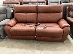 LAY-Z-BOY POWER RECLINER 2/3 SEATER SOFA TAN FAUX LEATHER