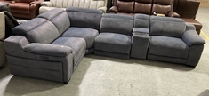 LAY-Z-BOY POWER RECLINER AND CONSOLE CORNER SOFA GREY FABRIC RRP- £2199