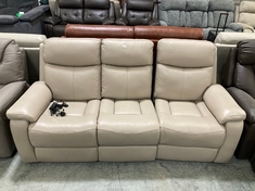 LAY-Z-BOY POWER RECLINER 3 SEATER SOFA KHAKI FAUX LEATHER