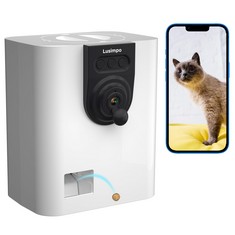 LUSIMPO SMART PET CAMERA WITH TREAT DISPENSER PET ACCESSORIES (ORIGINAL RRP - £165.00) IN WHITE AND BLACK. (WITH BOX) [JPTC69363]