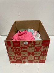 BOX OF ASSORTED KIDS CLOTHING TO INCLUDE JUST HOODS HOODIE BRIGHT PINK SIZE 7/8YRS