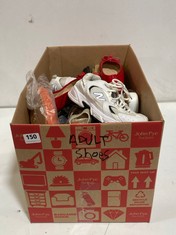 BOX OF ASSORTED ADULT FOOTWEAR TO INCLUDE NEW BALANCE TRAINERS OFF WHITE SIZE 6.5