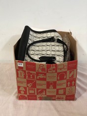 BOX OF ASSORTED ITEMS TO INCLUDE BLACK FLEECE WAIST BAG