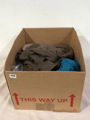 BOX OF ASSORTED ITEMS TO INCLUDE NIKE SWEATER BROWN WITH PEACH LOGO SIZE SM