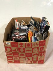 BOX OF ASSORTED DVDS/CDS TO INCLUDE A TOUCH OF FROST COMPLETE SERIES 6-15 DVDS (18+ PROOF OF ID)