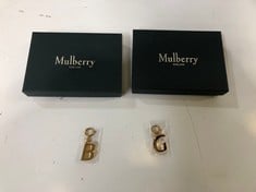 2 X MULBERRY LETTER KEYRINGS GOLD B & G