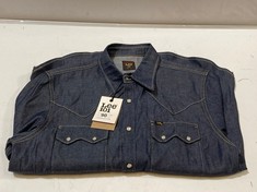 LEE 101 DENIM BUTTON UP SHIRT IN BLUE SIZE LARGE - RRP £150