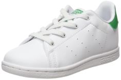 1 X PAIR ADIDAS BOY'S UNISEX KIDS STAN SMITH EL I GYMNASTICS SHOE, FTWR WHITE FTWR, 7 UK CHILD.