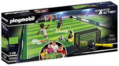 10 X PLAYMOBIL SPORTS & ACTION 71120 SOCCER STADIUM, TABLE FOOTBALL GAME FOR KIDS, WITH 2 FOOTBALLERS WITH KICK MECHANISM, 2 GOALKEEPERS, 3 BALLS, TABLETOP TOY FOR CHILDREN 5+.