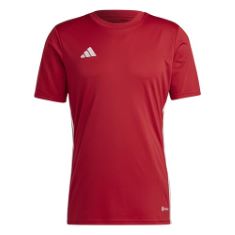 QTY OF ITEMS TO INLCUDE 10X ASSORTED ADIDAS CLOTHING SIZE M TO INCLUDE ADIDAS MEN'S TABELA 23 JSY T-SHIRT, TEAM POWER RED 2/WHITE, M, ADIDAS MEN'S TREFOIL CREW SWEATSHIRT, MEDIUM GREY HEATHER, M.