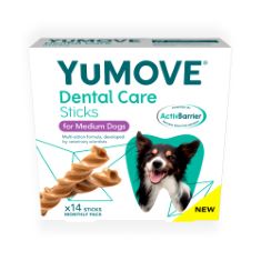 25 X LINTBELLS YUMOVE DENTAL CARE | DENTAL STICKS FOR MEDIUM DOGS TASTY CHEWS WITH NATURAL INGREDIENTS WHICH TARGET PLAQUE & FRESHEN BREATH,WHITE | 14 PACK |.