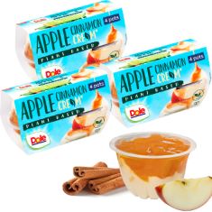 30 X DOLE FRUIT & CREAM APPLE & CINNAMON 3 X 4 PACKS, HEALTHY SNACK MADE WITH FRESH FRUIT, NO ADDED SUGAR FRUIT BOWLS, PERFECT FOR BREAKFAST & DESSERT OR ADDING TO RECIPES (PACKAGING MAY VARY).