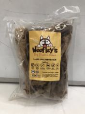 16X LAMB EARS WITH HAIR DOG CHEWS TO INCLUDE BEEF TRACHEA CHEWS.