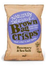 BOX OF CRISPS TO INCLUDE APPROX 30 CANS OF CIRIO CHERRY TOMATOES BROWN BAG CRISPS - ROSEMARY AND SEA SALT 40G (PACK OF 20).