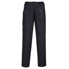 QTY OF ITEMS TO INLCUDE 10 X ASSORTED SAFETY CLOTHING TO INCLUDE PORTWEST WOMEN'S ACTION TROUSER, SIZE: XL, COLOUR: BLACK, S687BKRXL, WARSAW EXECUTIVE VEST.