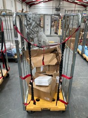 CAGE OF ASSORTED ITEMS / PARTS TO INCLUDE SOLAR LION GARDEN STATUE (CAGE NOT INCLUDED) (KERBSIDE PALLET DELIVERY)