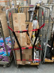 CAGE OF ASSORTED ITEMS / PARTS TO INLCUDE SWINGBALL IN RED / YELLOW TO INCLUDE DRYWALL TELESCOPIC POLE SANDER (CAGE NOT INCLUDED) (KERBSIDE PALLET DELIVERY)