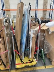 CAGE OF ASSORTED ITEMS TO INCLUDE RAINBERG IRONING BOARD (CAGE NOT INCLUDED) (KERBSIDE PALLET DELIVERY)