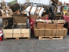 PALLET ASSORTED ITEMS / PARTS TO INCLUDE PALLET OF ASSORTED ITEMS/ PARTS TO INCLUDE ADJUSTABLE DESK IN BLACK (KERBSIDE PALLET DELIVERY)