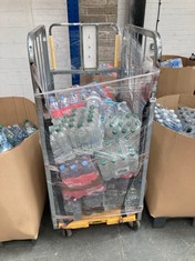 CAGE OF ASSORTED WATER BOTTLES TO INCLUDE EVIAN 8 X 1.5L NATURAL MINERAL WATER (CAGE NOT INCLUDED) (KERBSIDE PALLET DELIVERY)