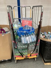 CAGE OF ASSORTED WATER BOTTLES TO INCLUDE EVIAN 8 X 1.5L NATURAL MINERAL WATER (CAGE NOT INCLUDED) (KERBSIDE PALLET DELIVERY)