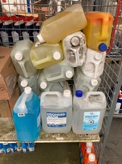 APPROX 14 X ASSORTED LIQUIDS TO INCLUDE HEXEAL DEIONISED WATER 5L (COLLECTION ONLY)