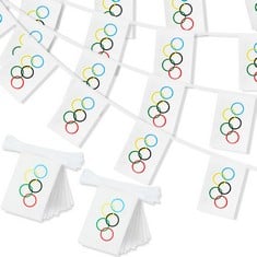 21 X G2PLUS OLYMPIC FLAG STRING BANNERS, 2X11M FLAGS BUNTING FOR OLYMPIC GAMES, 40PCS OLYMPICS RING BUNTING, OLYMPIC THEMED DECORATION BUNTING FOR OLYMPIC GAMES DECORATION - TOTAL RRP £227: LOCATION