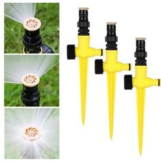 15 X GARDEN SPRINKLER, 3PCS AUTOMATIC 360 ROTATING LAWN SPRINKLER IRRIGATION SPRAYER SYSTEM, ADJUSTABLE LAWN WATER SPRINKLER FOR WATERING LAWN PLANTS FLOWERS VEGGIES GRASS LAWN PLANTS - TOTAL RRP £12