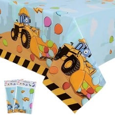 41 X WERNNSAI CONSTRUCTION TABLE COVERS - 2 PACK 274 X 137CM DUMP TRUCK PARTY DECORATIONS PRINTED TRUCK TABLECLOTH FOR BOYS KIDS BIRTHDAY BABY SHOWER CONSTRUCTION RECTANGULAR TABLE WEAR - TOTAL RRP £