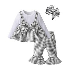 QUANTITY OF ASSORTED ITEMS TO INCLUDE TEARFUL TODDLER BABY GIRLS PLAID LONG SLEEVE TOP BELL PANTS 3PCS OUTFITS: LOCATION - RACK C