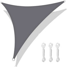 19 X HEYOMART SUN SHADE SAIL WATERPROOF 2X2X2M TRIANGLE, 98% UV BLOCK PES FOR GARDEN PATIO SUNSCREEN CANOPY SUNSAIL WITH FREE ROPES, LIGHT GREY - TOTAL RRP £253: LOCATION - RACK D