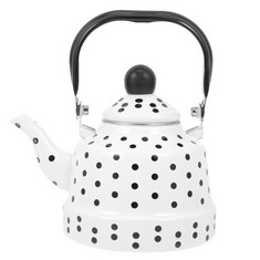 4 X LUX SHINY STAINLESS STEEL TEA KETTLE 1. 1 L ENAMEL TEAKETTLE, STOVETOP TEA POT TEA SERVING POT POLKA WATER KETTLE COFFEE KETTLE FOR HOME KITCHEN OUTSIDE CAMPING (WHITE+ BLACK) STAINLESS STEEL TEA