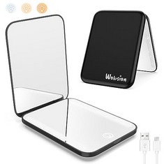 30 X WOBSION COMPACT MIRROR WITH LIGHT RECHARGEABLE, 1X/3X MAGNIFYING LED TRAVEL MAKEUP MIRROR, HANDHELD 2-SIDED POCKET MIRROR, SMALL PORTABLE MIRROR FOR HANDBAG,GIFTS FOR GIRLS(BLACK) - TOTAL RRP £3