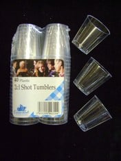 QUANTITY OF ESSENTIAL HOUSEWARES SET OF 40 X CLEAR DISPOSABLE PLASTIC SHOT GLASSES - TOTAL RRP £254: LOCATION - RACK E