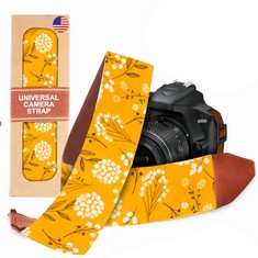 13 X SPRING BLOSSOM FLOWERS CAMERA SHOULDER STRAP BELT FOR ALL DSLR CAMERA–VIBRANT DESIGN UNIVERSAL STRAP, MULTI COLOR NECK BELT GIFT FOR MEN & WOMEN PHOTOGRAPHERS, YELLOW FLOWERS - TOTAL RRP £169: L