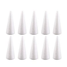 QUANTITY OF ASSORTED ITEMS TO INCLUDE AMOSFUN 10PCS 18.5CM SOLID FOAM CONE DIY CRAFT WHITE CONE HANDMADE CONE ACCESSORIES FOR CHILDREN CHRISTMAS PARTY: LOCATION - RACK E