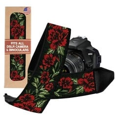 10 X ART TRIBUTE ROSE FLOWERS CAMERA STRAP FOR ALL DSLR CAMERA. COTTON ELEGANT UNIVERSAL NECK & SHOULDER STRAP, BEST STOCKING STUFFER FOR MEN & WOMEN PHOTOGRAPHERS - TOTAL RRP £132: LOCATION - RACK E