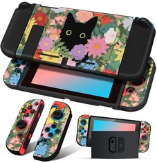 10 X PHONE BLISS BLACK CAT FOR NINTENDO SWITCH CASE CUTE GIRLS PROTECTOR ACCESSORIES CASES FLOWERS CARTOON GIRLY SKIN SHELL DOCKABLE COVER FOR SWITCH 2017 - TOTAL RRP £133: LOCATION - RACK E