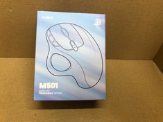 QUANTITY OF ASSORTED ITEMS TO INCLUDE NULEA M501 WIRELESS TRACKBALL MOUSE, RECHARGEABLE ERGONOMIC MOUSE, EASY THUMB CONTROL, PRECISE & SMOOTH TRACKING, 3 DEVICE CONNECTION (BLUETOOTH OR USB), COMPATI