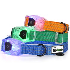 39 X BAMDA DOG COLLARS, 3-IN-1 LED RECHARGEABLE DOG COLLAR, 100% WATERPROOF DOG COLLAR AND BASIC COLLAR WITH QUICK-RELEASE, SUITABLE FOR ALL-WEATHER USE TO INCREASE THE SECURITY OF DOGS(MICHIGAN AUTU