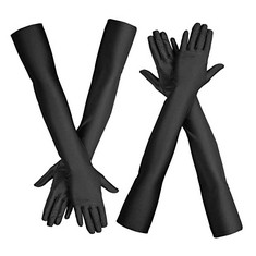 31 X MIVAN 2 PAIRS OF LONG BLACK ELBOW SATIN GLOVES, 1920S OPERA GLOVES EVENING PARTY DANCE GLOVES FOR WOMEN, 21.8 INCH, ONE SIZE, STRETCHY ELBOW LENGTH PARTY COSTUME GLOVES, BRIDAL GLOVES (BLACK) -